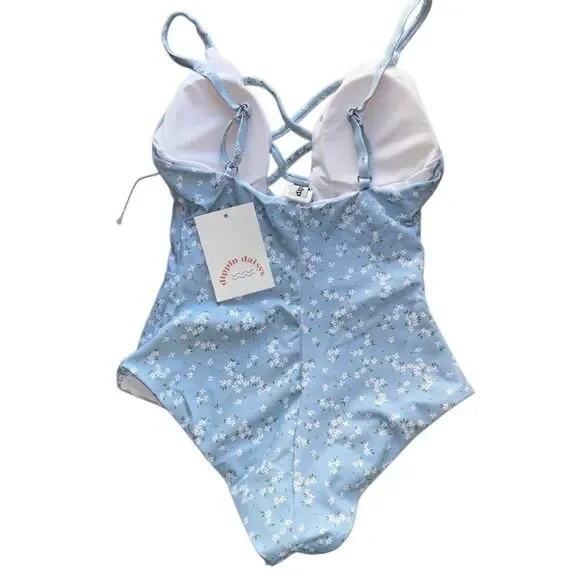 Dippin' Daisy's Bliss One Piece Swimsuit blue yellow floral new - Picture 2 of 12